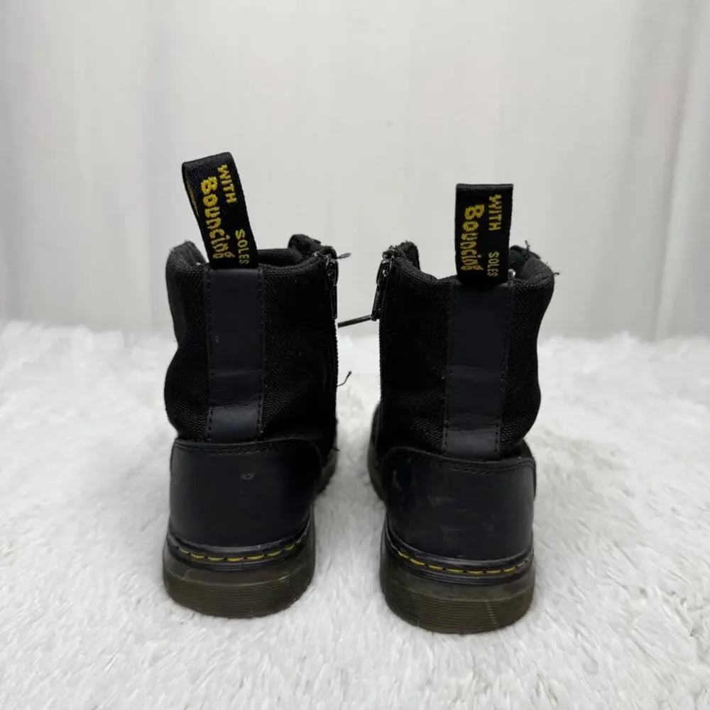 DR MARTENS / black canvas Combs Junior lace up combat boots / 4 big kid